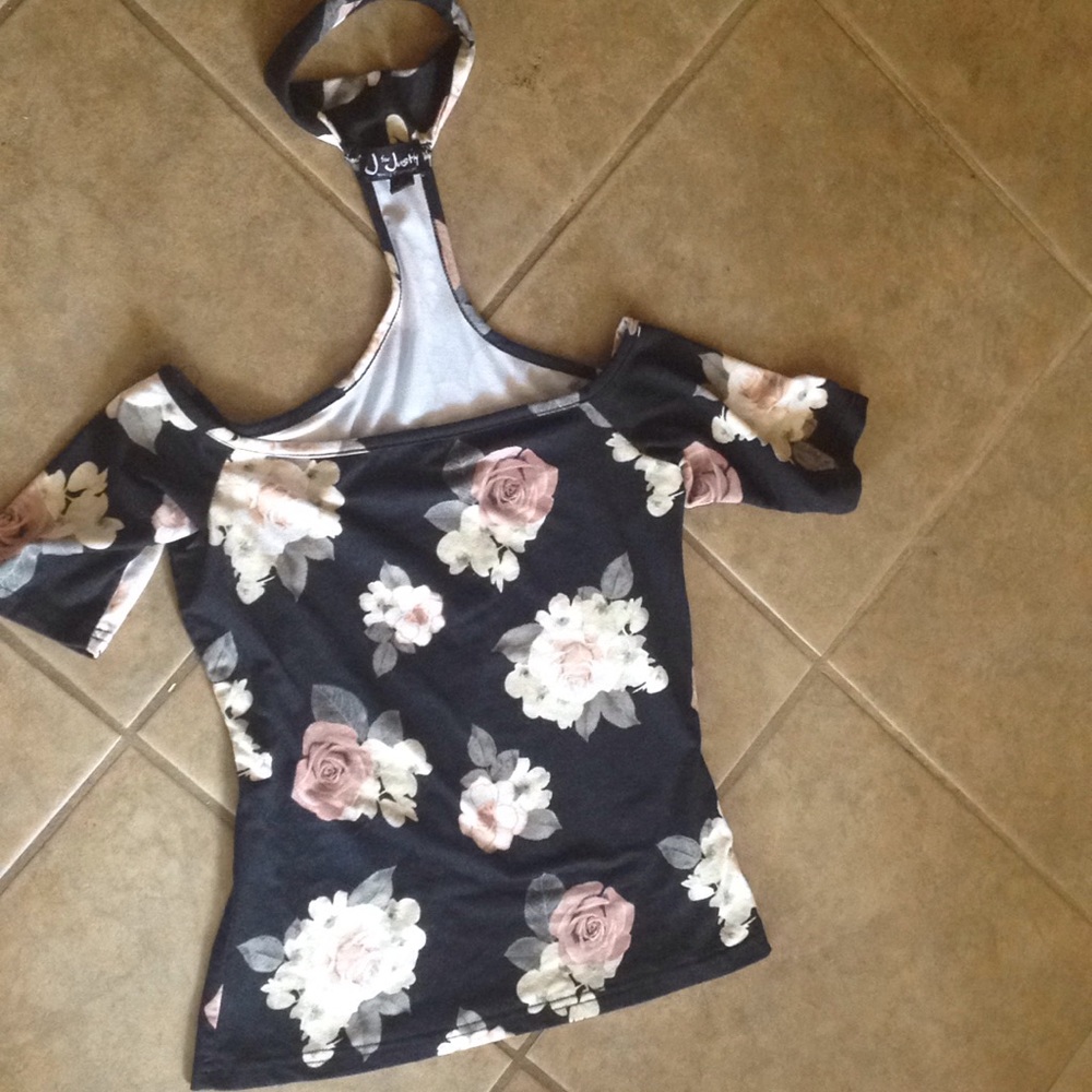 Black floral off the shoulder top
